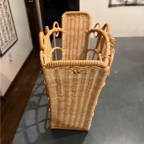 Mid Century Wicker Magazine Holder - Picture 2 of 4